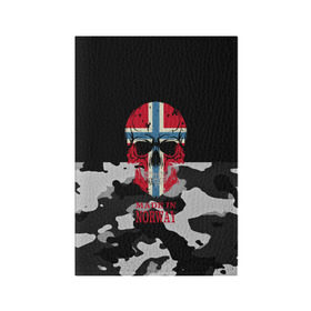Обложка для паспорта матовая кожа с принтом Made in Norway в Санкт-Петербурге, натуральная матовая кожа | размер 19,3 х 13,7 см; прозрачные пластиковые крепления | Тематика изображения на принте: camouflage | made in norway | skull | абстракция | города | камуфляж | нация | норвегия | страны | текстуры | череп