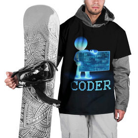 Накидка на куртку 3D с принтом Coder - программист кодировщик в Санкт-Петербурге, 100% полиэстер |  | it | programmer | голова | загрузка | код | надпись | неоновый | ноги | программный | руки | светящийся | страница | технологии | хакер | человек | человечек | шифровальщик | экран