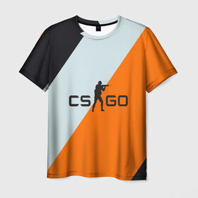Мужская футболка 3D с принтом Cs Go Asi #2 в Санкт-Петербурге, 100% полиэфир | прямой крой, круглый вырез горловины, длина до линии бедер | cs go | контр страйк гоу  полосы | оранжевый | серый | чёрный