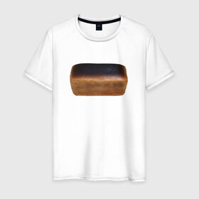 Мужская футболка хлопок с принтом Буханка чёрного в Санкт-Петербурге, 100% хлопок | прямой крой, круглый вырез горловины, длина до линии бедер, слегка спущенное плечо. | Тематика изображения на принте: 