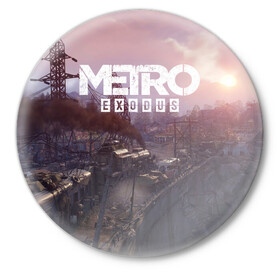 Значок с принтом METRO в Санкт-Петербурге,  металл | круглая форма, металлическая застежка в виде булавки | metro | metro exodus | метро