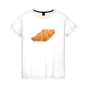 Женская футболка хлопок с принтом Круассан в Санкт-Петербурге, 100% хлопок | прямой крой, круглый вырез горловины, длина до линии бедер, слегка спущенное плечо | 