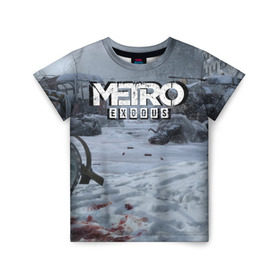 Детская футболка 3D с принтом METRO EXODUS в Санкт-Петербурге, 100% гипоаллергенный полиэфир | прямой крой, круглый вырез горловины, длина до линии бедер, чуть спущенное плечо, ткань немного тянется | metro | metro exodus | метро