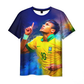 Мужская футболка 3D с принтом Neymar в Санкт-Петербурге, 100% полиэфир | прямой крой, круглый вырез горловины, длина до линии бедер | Тематика изображения на принте: neymar | неймар | сборная бразилии