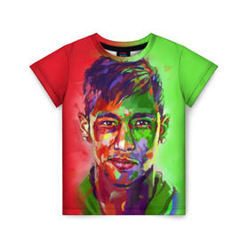 Детская футболка 3D с принтом Neymar в Санкт-Петербурге, 100% гипоаллергенный полиэфир | прямой крой, круглый вырез горловины, длина до линии бедер, чуть спущенное плечо, ткань немного тянется | neymar | неймар | сборная бразилии