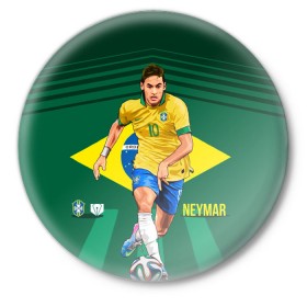 Значок с принтом Neymar в Санкт-Петербурге,  металл | круглая форма, металлическая застежка в виде булавки | Тематика изображения на принте: neymar | неймар | сборная бразилии