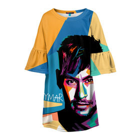 Детское платье 3D с принтом Neymar в Санкт-Петербурге, 100% полиэстер | прямой силуэт, чуть расширенный к низу. Круглая горловина, на рукавах — воланы | neymar | неймар | сборная бразилии