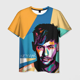Мужская футболка 3D с принтом Neymar в Санкт-Петербурге, 100% полиэфир | прямой крой, круглый вырез горловины, длина до линии бедер | neymar | неймар | сборная бразилии