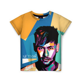 Детская футболка 3D с принтом Neymar в Санкт-Петербурге, 100% гипоаллергенный полиэфир | прямой крой, круглый вырез горловины, длина до линии бедер, чуть спущенное плечо, ткань немного тянется | Тематика изображения на принте: neymar | неймар | сборная бразилии