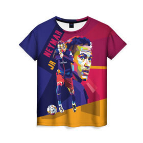 Женская футболка 3D с принтом Neymar в Санкт-Петербурге, 100% полиэфир ( синтетическое хлопкоподобное полотно) | прямой крой, круглый вырез горловины, длина до линии бедер | neymar | неймар | сборная бразилии