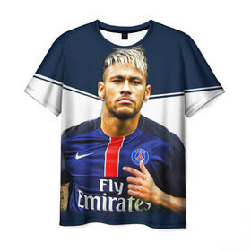 Мужская футболка 3D с принтом Neymar в Санкт-Петербурге, 100% полиэфир | прямой крой, круглый вырез горловины, длина до линии бедер | neymar | psg | неймар | псж | сборная бразилии