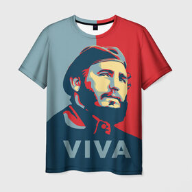 Мужская футболка 3D с принтом Фидель Кастро в Санкт-Петербурге, 100% полиэфир | прямой крой, круглый вырез горловины, длина до линии бедер | Тематика изображения на принте: cuba | fidel | диктатор | коммунизм | куба | президент | фидель