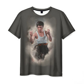 Мужская футболка 3D с принтом Брюс Ли в Санкт-Петербурге, 100% полиэфир | прямой крой, круглый вырез горловины, длина до линии бедер | актер | блюс | боец | каратэ | кунг фу | ли | спорт
