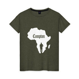 Женская футболка хлопок с принтом Африка, Compton, K. Lamar в Санкт-Петербурге, 100% хлопок | прямой крой, круглый вырез горловины, длина до линии бедер, слегка спущенное плечо | 