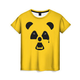 Женская футболка 3D с принтом Радиоактивная природа в Санкт-Петербурге, 100% полиэфир ( синтетическое хлопкоподобное полотно) | прямой крой, круглый вырез горловины, длина до линии бедер | panda | wwf | глаза | панда | радиация | экология