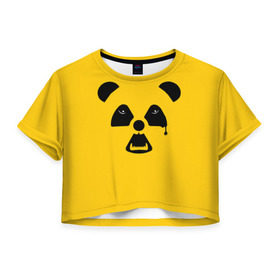Женская футболка 3D укороченная с принтом Радиоактивная природа в Санкт-Петербурге, 100% полиэстер | круглая горловина, длина футболки до линии талии, рукава с отворотами | panda | wwf | глаза | панда | радиация | экология
