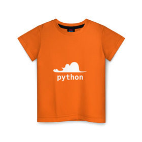 Детская футболка хлопок с принтом Питон - язык программирования в Санкт-Петербурге, 100% хлопок | круглый вырез горловины, полуприлегающий силуэт, длина до линии бедер | php | python | питон | программирование | слон