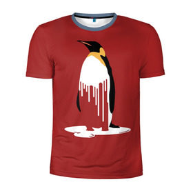 Мужская футболка 3D спортивная с принтом Глобальное Потепление 2 в Санкт-Петербурге, 100% полиэстер с улучшенными характеристиками | приталенный силуэт, круглая горловина, широкие плечи, сужается к линии бедра | Тематика изображения на принте: животные | климат | пингвины | экология