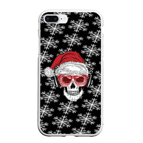 Чехол для iPhone 7Plus/8 Plus матовый с принтом Santa Skull хипстер в Санкт-Петербурге, Силикон | Область печати: задняя сторона чехла, без боковых панелей | дед мороз | новогодний | паттерн | санта | снег | снежинки