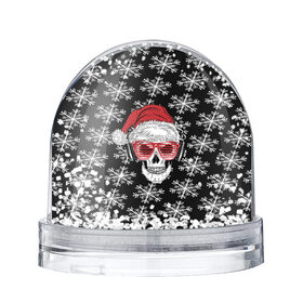 Снежный шар с принтом Santa Skull хипстер в Санкт-Петербурге, Пластик | Изображение внутри шара печатается на глянцевой фотобумаге с двух сторон | дед мороз | новогодний | паттерн | санта | снег | снежинки