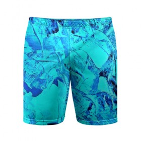 Мужские шорты 3D спортивные с принтом Голубые краски в Санкт-Петербурге,  |  | watercolor | абстракция красок | акварель | брызги красок | краска | потертость красок