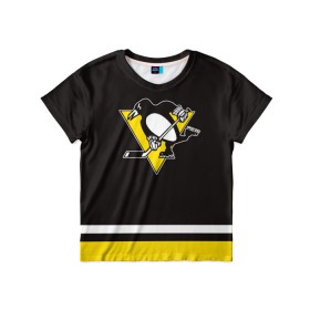 Детская футболка 3D с принтом Pittsburgh Penguins 2017 в Санкт-Петербурге, 100% гипоаллергенный полиэфир | прямой крой, круглый вырез горловины, длина до линии бедер, чуть спущенное плечо, ткань немного тянется | Тематика изображения на принте: nhl | pittsburgh penguins | спорт | хоккей