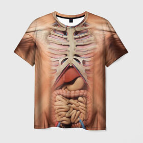 Мужская футболка 3D с принтом Грудная клетка в Санкт-Петербурге, 100% полиэфир | прямой крой, круглый вырез горловины, длина до линии бедер | Тематика изображения на принте: 