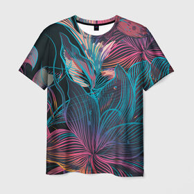 Мужская футболка 3D с принтом Авангард страсти в Санкт-Петербурге, 100% полиэфир | прямой крой, круглый вырез горловины, длина до линии бедер | красный | линии | синий | цвет | яркий