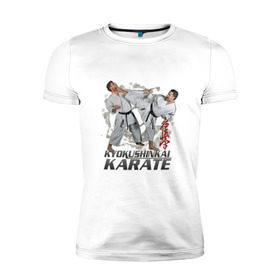 Мужская футболка премиум с принтом карате в Санкт-Петербурге, 92% хлопок, 8% лайкра | приталенный силуэт, круглый вырез ворота, длина до линии бедра, короткий рукав | karate | борьба | каратэ