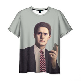 Мужская футболка 3D с принтом Агент Купер в Санкт-Петербурге, 100% полиэфир | прямой крой, круглый вырез горловины, длина до линии бедер | fbi | twin peaks | дэвид линч | совы не то чем кажутся | твин пикс