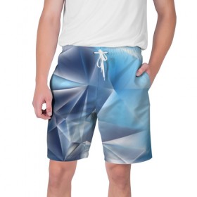 Мужские шорты 3D с принтом Blue abstract в Санкт-Петербурге,  полиэстер 100% | прямой крой, два кармана без застежек по бокам. Мягкая трикотажная резинка на поясе, внутри которой широкие завязки. Длина чуть выше колен | 