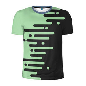 Мужская футболка 3D спортивная с принтом Геометрический Инь Янь в Санкт-Петербурге, 100% полиэстер с улучшенными характеристиками | приталенный силуэт, круглая горловина, широкие плечи, сужается к линии бедра | Тематика изображения на принте: геометрия | зеленый | линии | полосы | фисташковый | черный