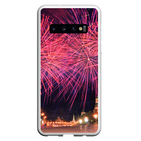 Чехол для Samsung Galaxy S10 с принтом День города Москва в Санкт-Петербурге, Силикон | Область печати: задняя сторона чехла, без боковых панелей | Тематика изображения на принте: 870 лет | moscow | red square | день города | красная площадь | кремль | москва | праздник | салют | фейерверк | храм василия блаженного