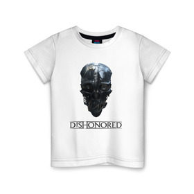 Детская футболка хлопок с принтом Маска Корво в Санкт-Петербурге, 100% хлопок | круглый вырез горловины, полуприлегающий силуэт, длина до линии бедер | Тематика изображения на принте: corvo | dishonored | korvo | outsider | дануол | корво | чужой