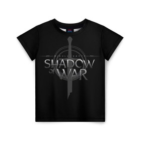 Детская футболка 3D с принтом Shadow of War 1 в Санкт-Петербурге, 100% гипоаллергенный полиэфир | прямой крой, круглый вырез горловины, длина до линии бедер, чуть спущенное плечо, ткань немного тянется | lord of the rings