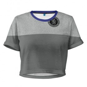 Женская футболка 3D укороченная с принтом Chelsea - Vintage style в Санкт-Петербурге, 100% полиэстер | круглая горловина, длина футболки до линии талии, рукава с отворотами | челси