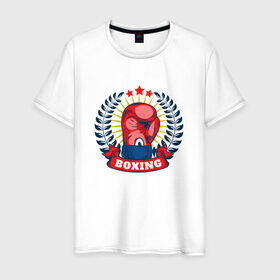 Мужская футболка хлопок с принтом Боксерская перчатка в Санкт-Петербурге, 100% хлопок | прямой крой, круглый вырез горловины, длина до линии бедер, слегка спущенное плечо. | 