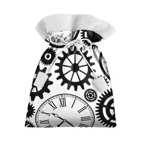 Подарочный 3D мешок с принтом Часы и шестеренки в Санкт-Петербурге, 100% полиэстер | Размер: 29*39 см | Тематика изображения на принте: pattern | узор | часы