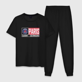 Мужская пижама хлопок с принтом Paris Saint-Germain - New collections 2018 в Санкт-Петербурге, 100% хлопок | брюки и футболка прямого кроя, без карманов, на брюках мягкая резинка на поясе и по низу штанин
 | psg | псж