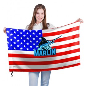 Флаг 3D с принтом Marlin USA в Санкт-Петербурге, 100% полиэстер | плотность ткани — 95 г/м2, размер — 67 х 109 см. Принт наносится с одной стороны | Тематика изображения на принте: 