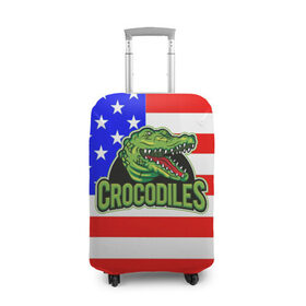 Чехол для чемодана 3D с принтом Крокодил USA в Санкт-Петербурге, 86% полиэфир, 14% спандекс | двустороннее нанесение принта, прорези для ручек и колес | usa | америка | американец | крокодил | символика америки | сша