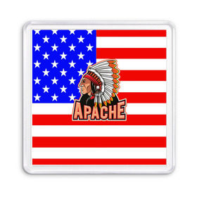 Магнит 55*55 с принтом Apache в Санкт-Петербурге, Пластик | Размер: 65*65 мм; Размер печати: 55*55 мм | apache | usa | америка | американец | индейцы | символика америки | сша