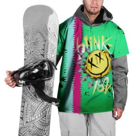 Накидка на куртку 3D с принтом Blink 182 в Санкт-Петербурге, 100% полиэстер |  | blink | альтернативный рок | блинк | зеленый | линии | марк хоппус | музыка | мэтт скиба | панк | панк рок | песни | полосы | поп панк | рок | скейт панк | смайл | трэвис баркер
