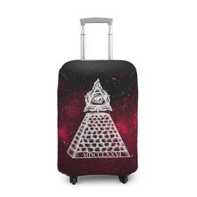 Чехол для чемодана 3D с принтом Масонский символ в Санкт-Петербурге, 86% полиэфир, 14% спандекс | двустороннее нанесение принта, прорези для ручек и колес | вселенная | звезды | космос | масонский символ | массоны