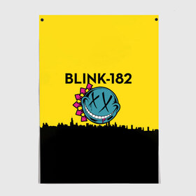 Постер с принтом Blink-182 город в Санкт-Петербурге, 100% бумага
 | бумага, плотность 150 мг. Матовая, но за счет высокого коэффициента гладкости имеет небольшой блеск и дает на свету блики, но в отличии от глянцевой бумаги не покрыта лаком | blink | альтернативный рок | блинк | город | желтый | марк хоппус | музыка | мэтт скиба | панк | панк рок | песни | поп панк | рок | скейт панк | смайл | солнце | трэвис баркер