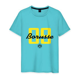 Мужская футболка хлопок с принтом Borussia Dortmund - Borusse 09 (New 2018 Design) в Санкт-Петербурге, 100% хлопок | прямой крой, круглый вырез горловины, длина до линии бедер, слегка спущенное плечо. | боруссия дортмунд