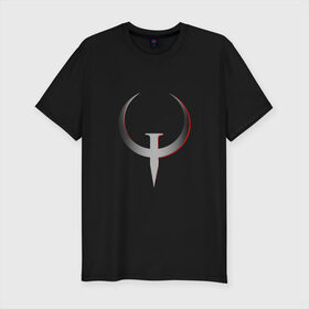 Мужская футболка премиум с принтом Quake Champions - Logo в Санкт-Петербурге, 92% хлопок, 8% лайкра | приталенный силуэт, круглый вырез ворота, длина до линии бедра, короткий рукав | cq | q1 | q2 | q3 | quake champions | quake live