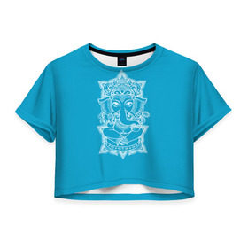 Женская футболка 3D укороченная с принтом India в Санкт-Петербурге, 100% полиэстер | круглая горловина, длина футболки до линии талии, рукава с отворотами | india | будда | буддизм | индия | символика индии | слон | хинди