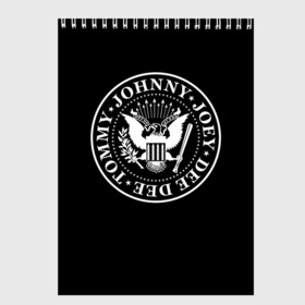 Скетчбук с принтом The Ramones в Санкт-Петербурге, 100% бумага
 | 48 листов, плотность листов — 100 г/м2, плотность картонной обложки — 250 г/м2. Листы скреплены сверху удобной пружинной спиралью | punk | ramones | rock | панк | рамонс | рок