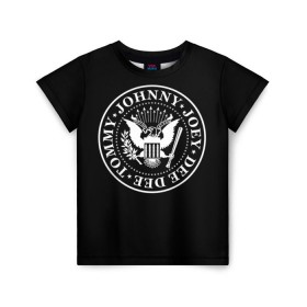 Детская футболка 3D с принтом The Ramones в Санкт-Петербурге, 100% гипоаллергенный полиэфир | прямой крой, круглый вырез горловины, длина до линии бедер, чуть спущенное плечо, ткань немного тянется | punk | ramones | rock | панк | рамонс | рок